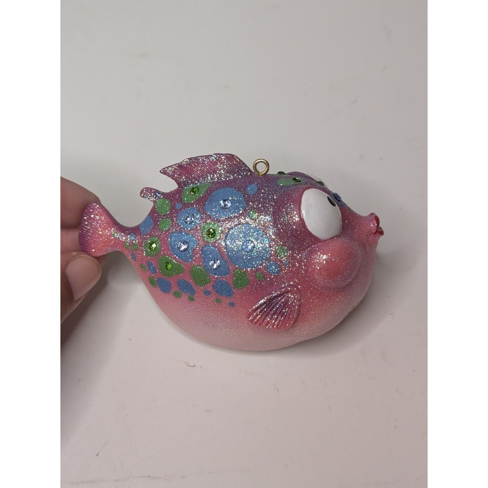 December Diamonds Peter the Puffer Fish Christmas Ornament 2006 Glitter Boxed